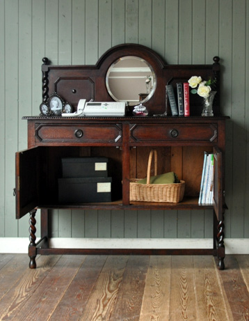 j-1094-f アンティークミラー付きサイドボードのオープン時