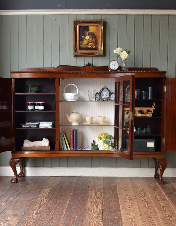 j-1130-f アンティークブックケースのオープン時