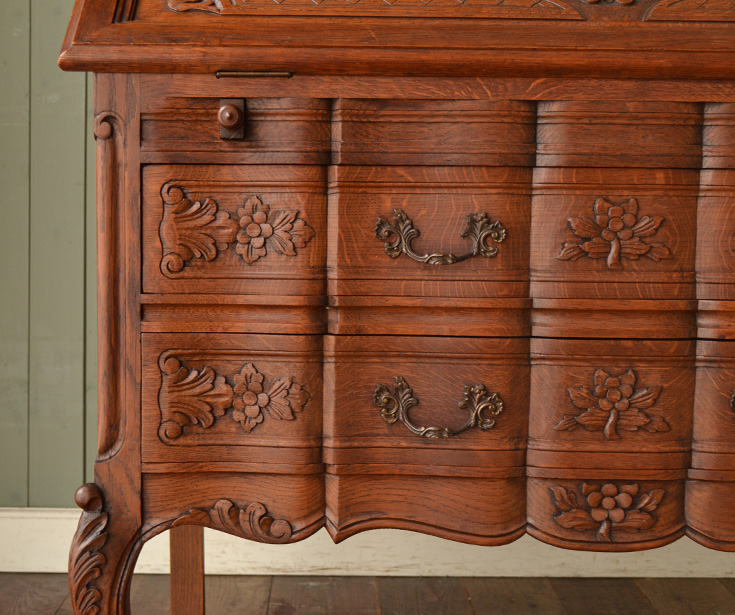 j-1173-f アンティークブックビューローの彫り