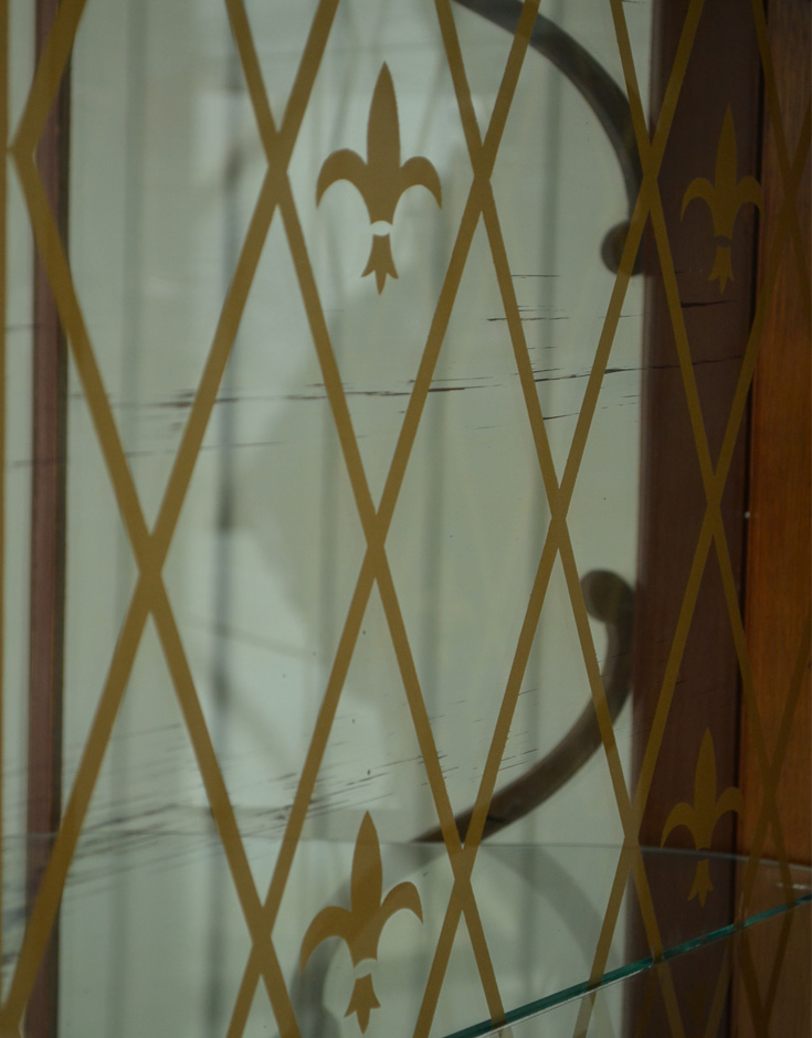 j-1191-f アンティークガラスキャビネットのガラス