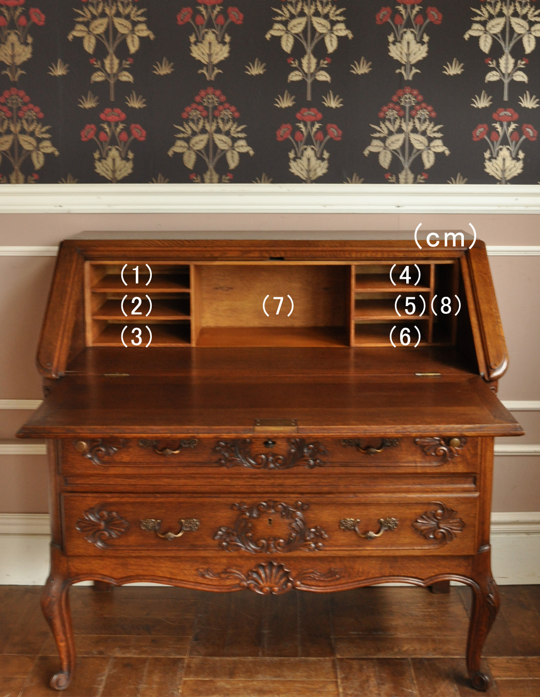 j-1218-f アンティークビューローのオープン時