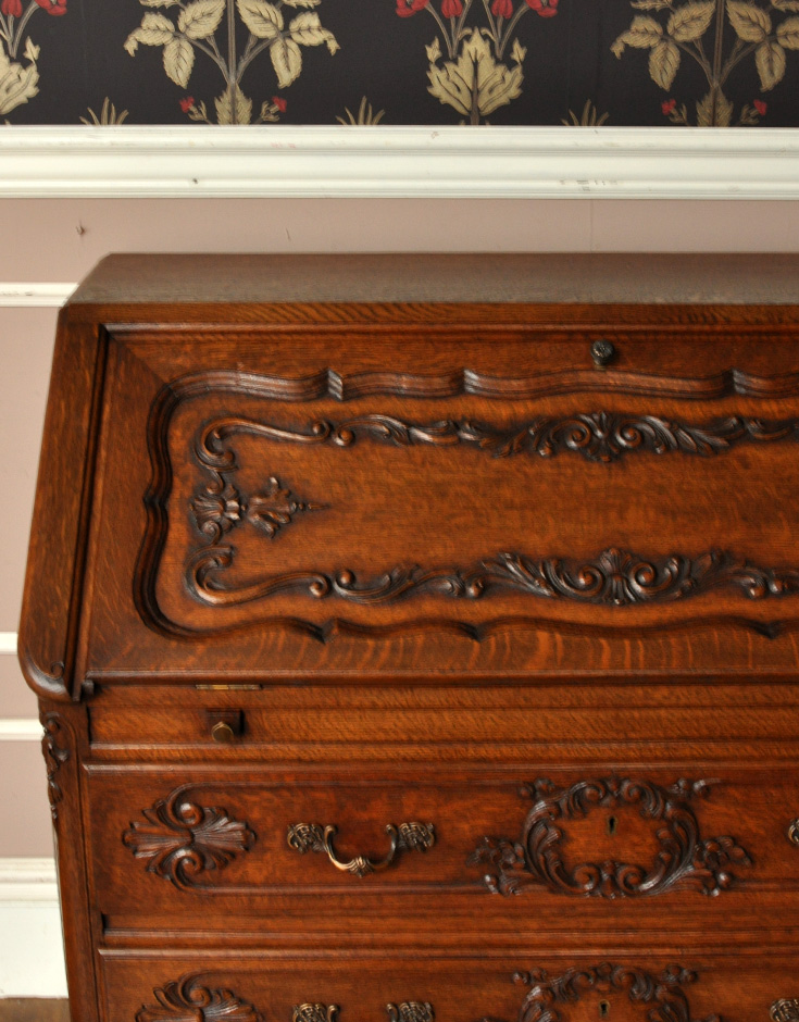 j-1218-f アンティークビューローの彫り