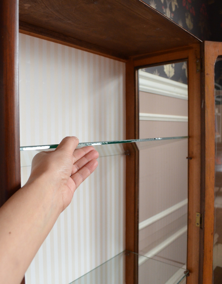 j-1277-f アンティークガラスキャビネットの棚板