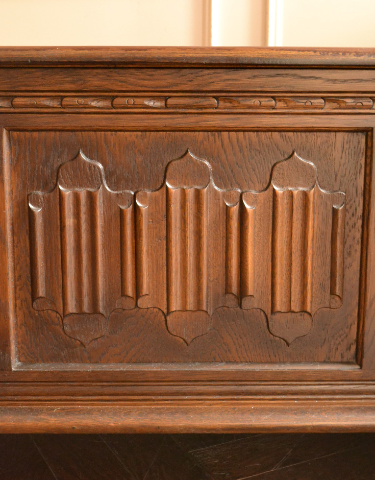 j-1294-f アンティークコファー（ベンチ）の彫り