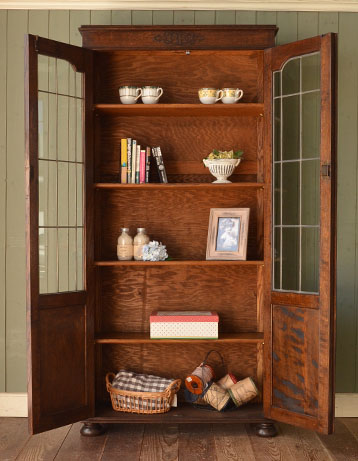 j-946-f アンティークブックケースのオープン時