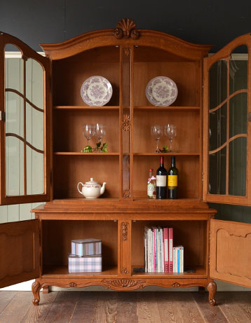 j-998-f アンティークガラスキャビネットのオープン時