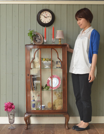 k-566-f アンティーク ガラスキャビネット