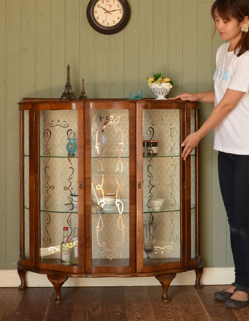 k-571-f アンティーク ガラスキャビネット