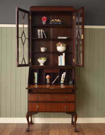 k-737k-f アンティークビューローブックケースの扉開き