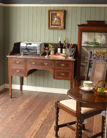 k-789-f アンティークガラスブックケースのダイニング