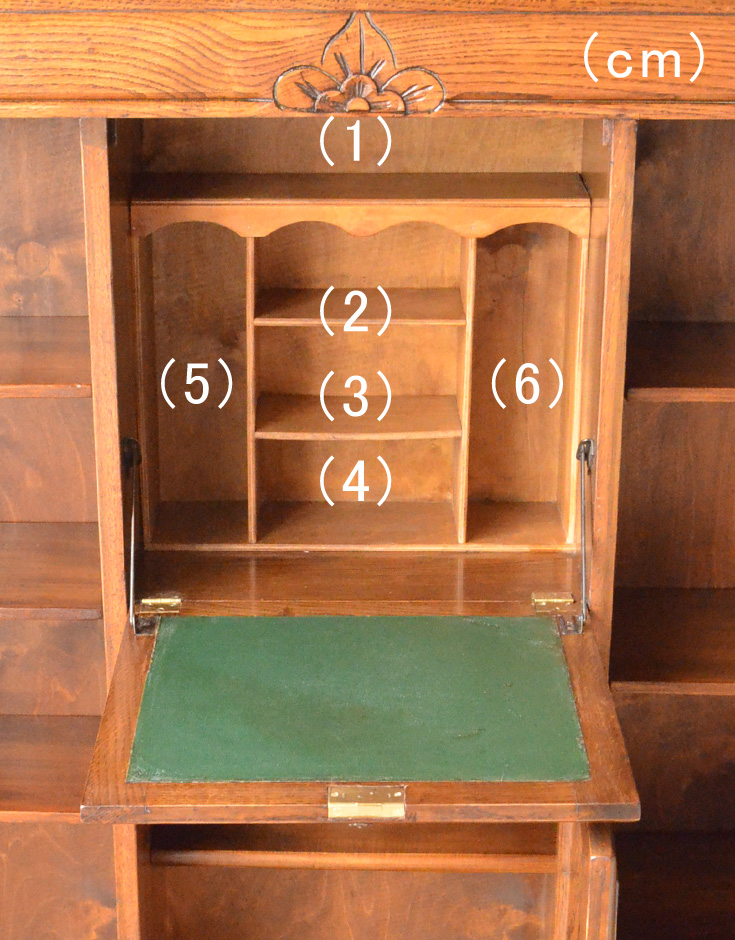 k-797-f アンティークサイドバイサイドのビューロー内