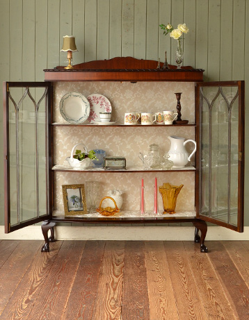 m-313-f アンティークガラスショーケースのオープン時