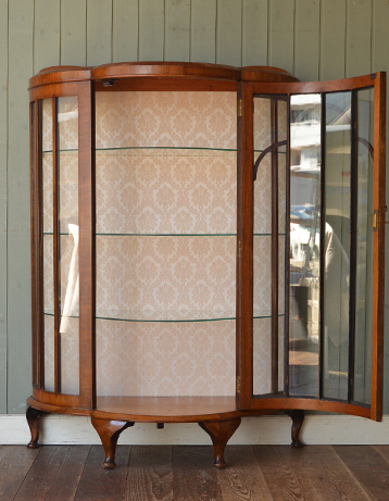 q-165-f アンティーク ガラスキャビネット