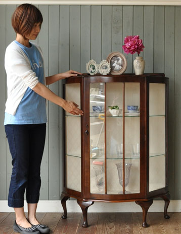q-169-f アンティーク ガラスキャビネット