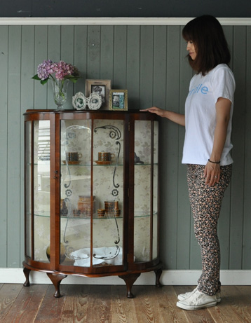 q-171-f アンティーク ガラスキャビネット