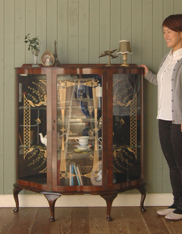 q-255-f アンティーク ガラスキャビネット