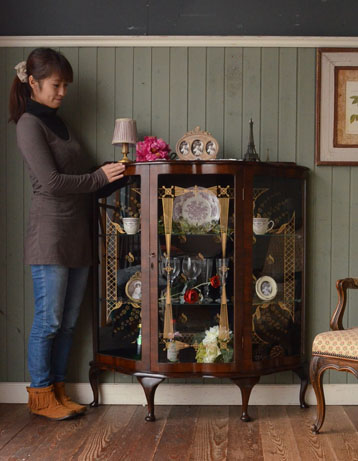 q-255-f アンティーク ガラスキャビネット