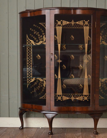 q-255-f アンティーク ガラスキャビネット