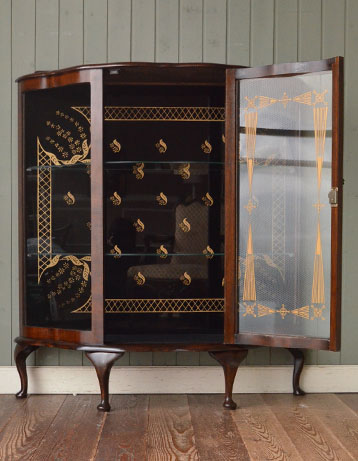 q-255-f アンティーク ガラスキャビネット