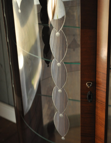 q-281-f アンティークのガラスキャビネットガラス