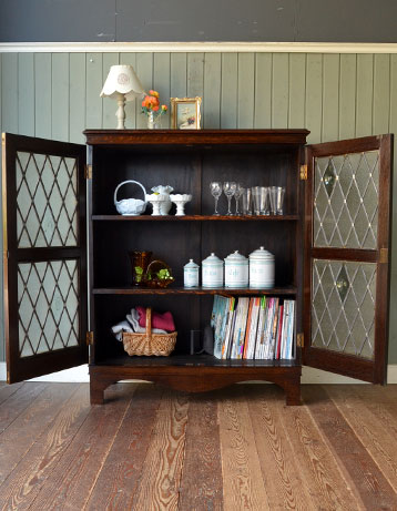 q-324-f アンティークガラスブックケースのオープン時