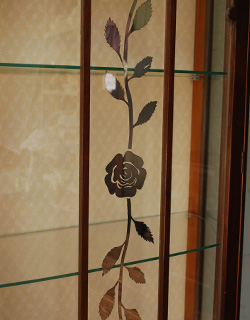 q-352-f アンティークガラスキャビネットのガラス戸