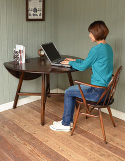 k-754-f アンティークアーコールドロップリーフテーブルの片壁付け