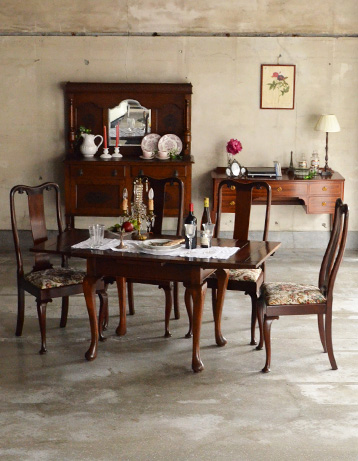 j-1114-f アンティークドローリーフテーブルのダイニング