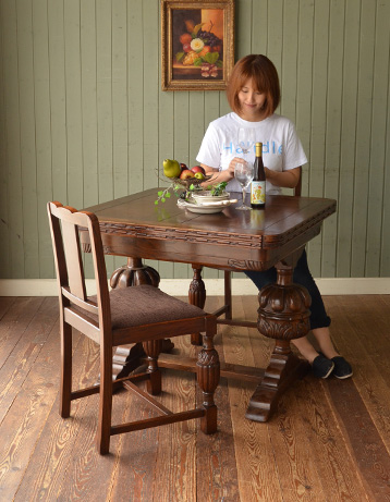 k-596-f アンティークのドローリーフテーブル