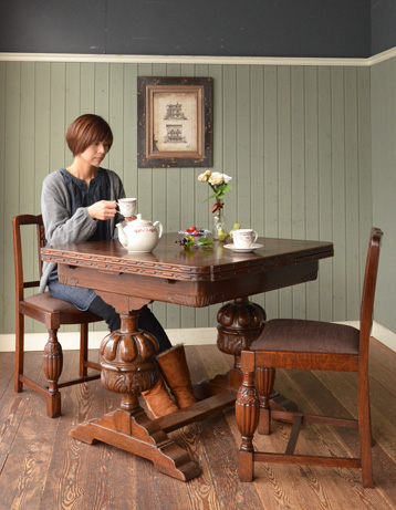 k-596-f アンティークのドローリーフテーブル