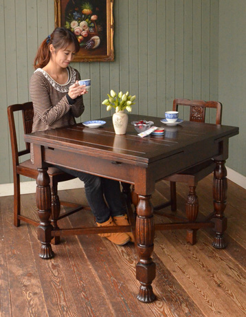 k-597-f アンティークのドローリーフテーブル