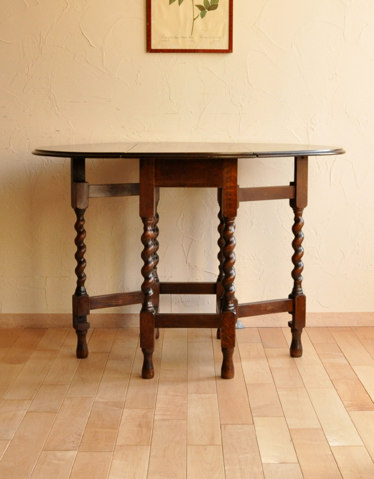 k-901-f アンティークゲートレッグテーブルの前・開く