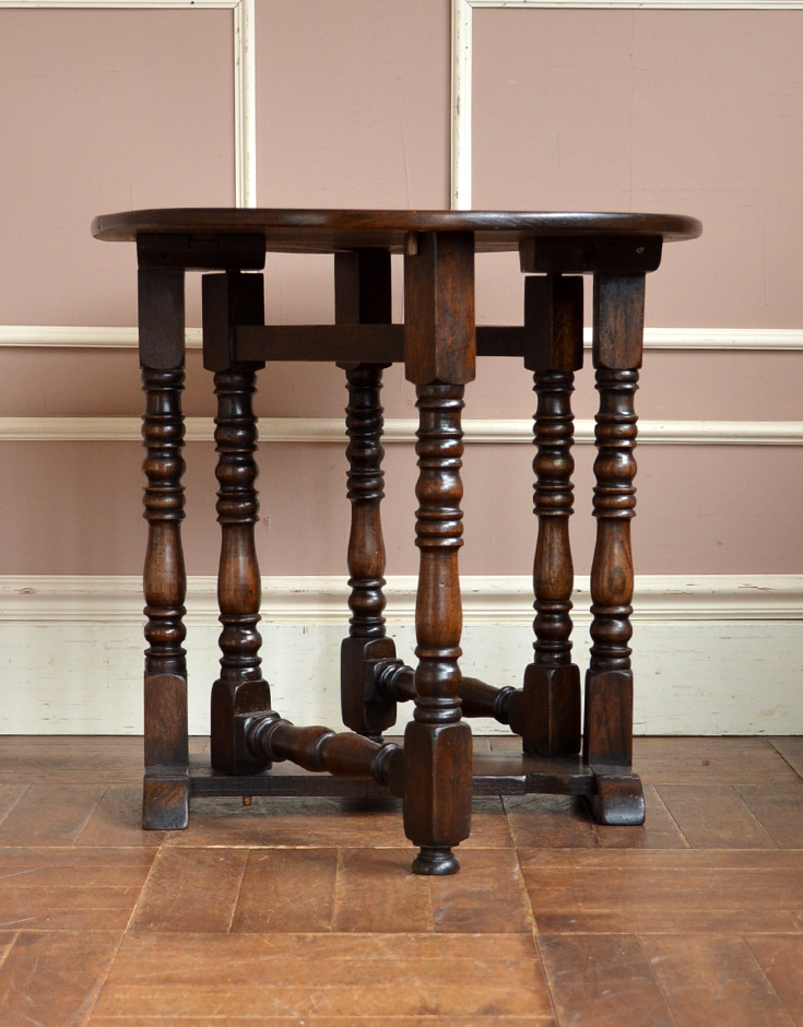 k-914-f アンティークゲートレッグコーヒーテーブルの横・開く