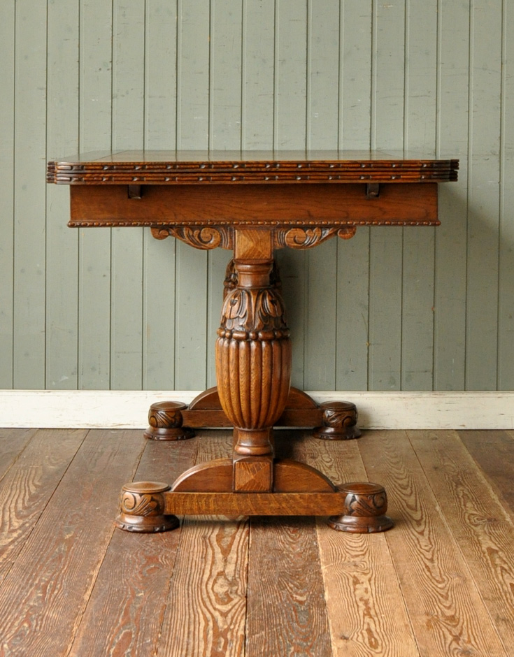 k-924-f アンティークドローリーフダイニングテーブルの前・両開き