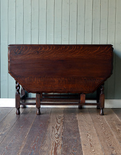 m-338-f アンティークゲートレッグテーブルの両閉じ・横