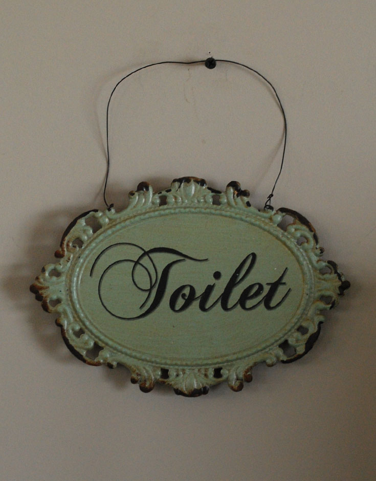 洗面・トイレ　住宅用パーツ　アンティーク風トイレットプレート　フレンチサインプレート（トイレ）。ビスやドアノブに掛けてお使い下さい。(sa-021)