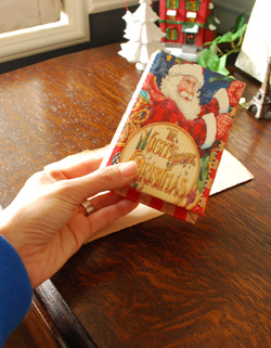 リビング雑貨　クリスマス用　ブックボックスミニ（サンタ）　クリスマスディスプレイ。一見、古い本のような外見です。(n-442)