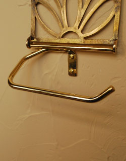 洗面・トイレ　住宅用パーツ　真鍮製トイレットペーパーホルダー（ゴールド・ビス付き）。ペーパーを掛けるバーはこんな感じです。(sa-209)