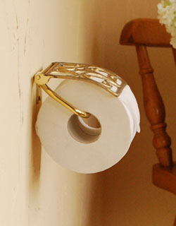 洗面・トイレ　住宅用パーツ　トイレットペーパーホルダー（ゴールド・ビス付き）。横から見るとこんな感じです。(sa-211)