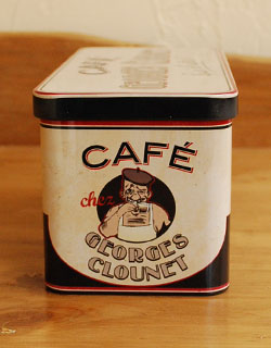 キッチン雑貨　インテリア雑貨　ポーション缶(Georgos Clounet)。サイドには可愛いイラストが！。(n5-077)